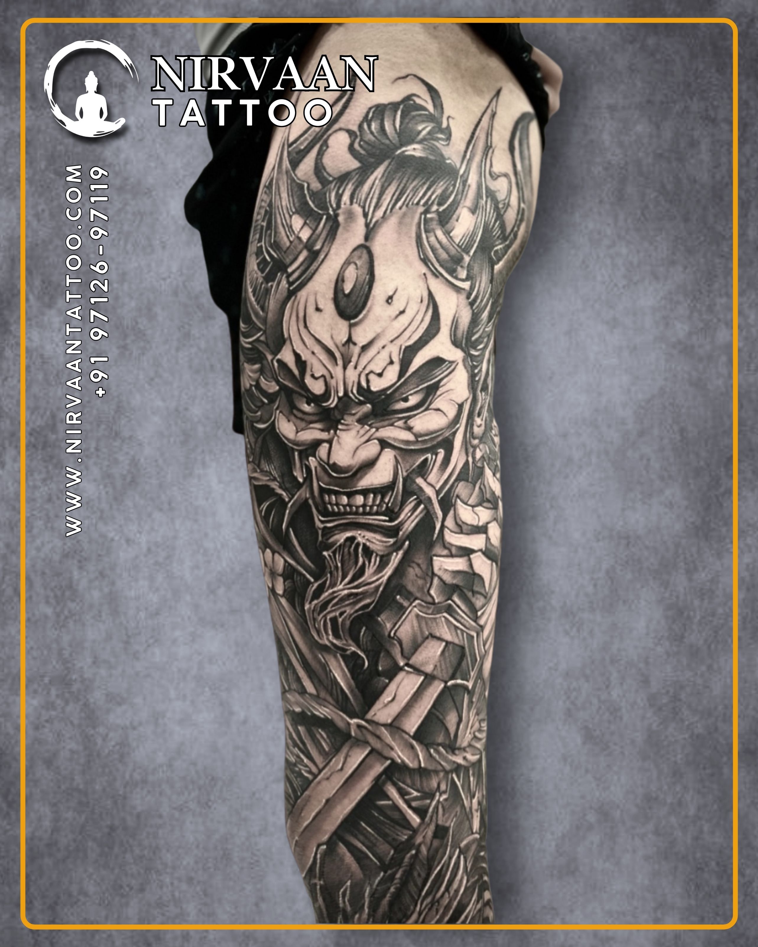 Hannya mask modern Japanese tattoo design